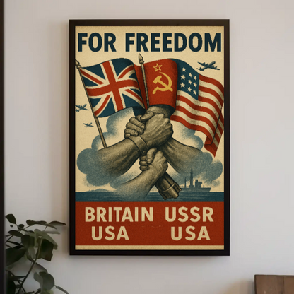 Allied Unity for Freedom WWII Propaganda Poster