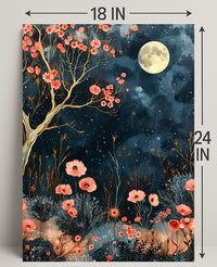 Dreamy Enchanted Garden Under Moonlit Sky Poster