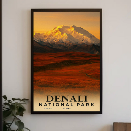 Denali National Park Alaska Sunset Autumn Travel Poster