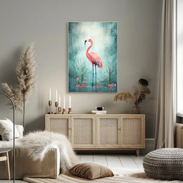 Flamingo In The Rain Poster