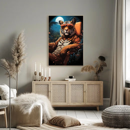 Lush Tropical Tiger Sitting Sunglasses Animal Poster