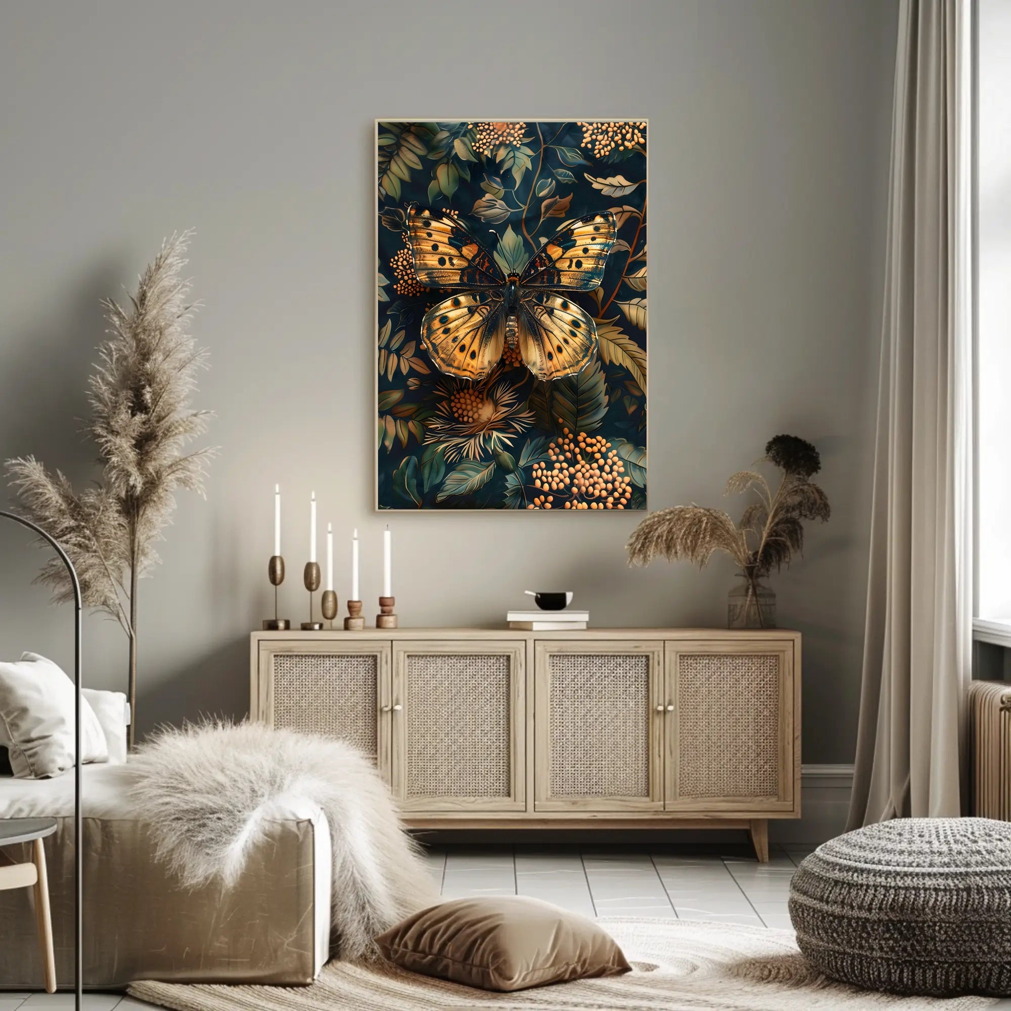 Butterfly Elegance: Ornate Art Nouveau Animal Poster
