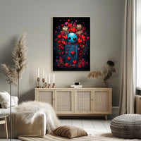 Whimsical Heart Explosion: Surreal Cartoon Art Poster