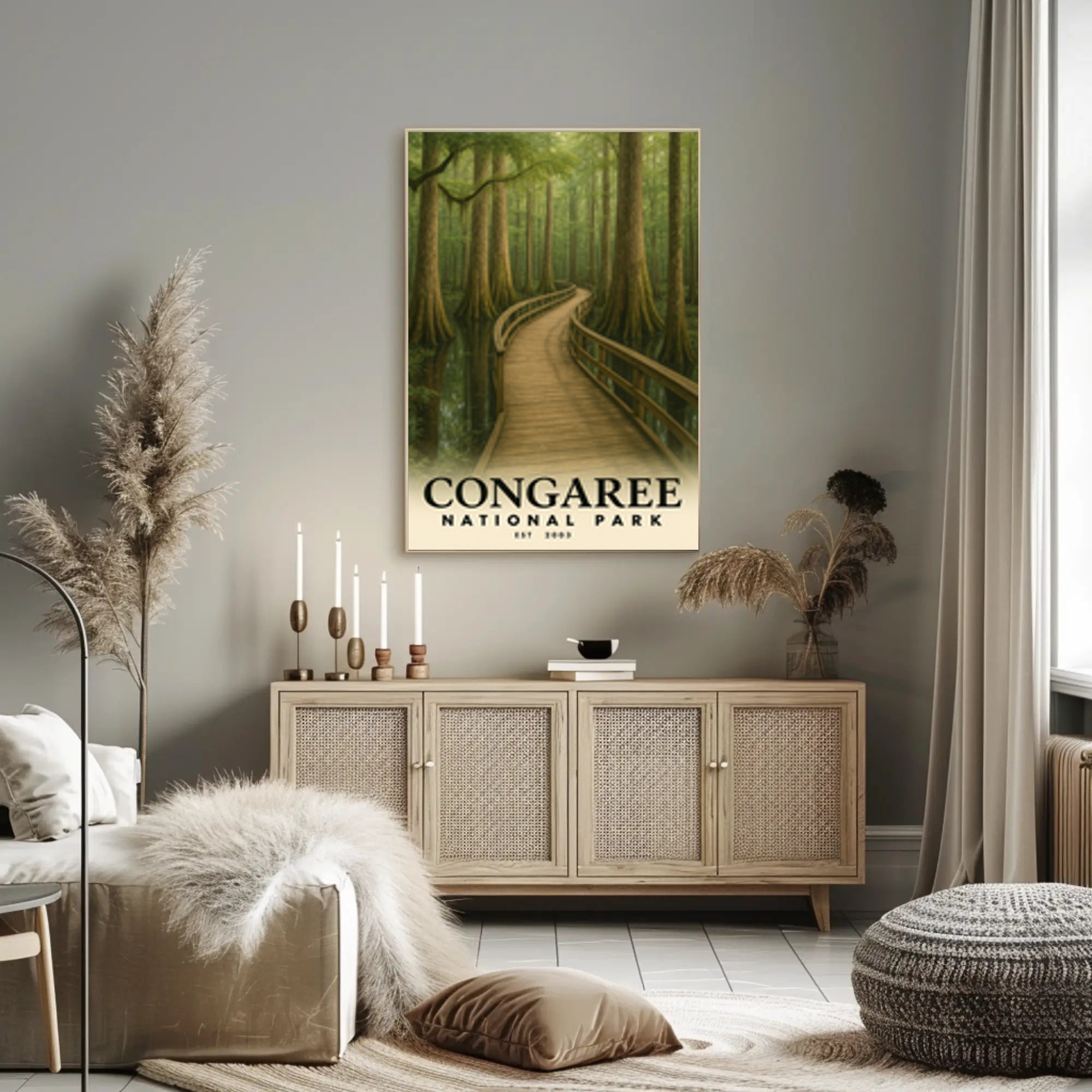Congaree Boardwalk Poster Vintage Travel Wall Art