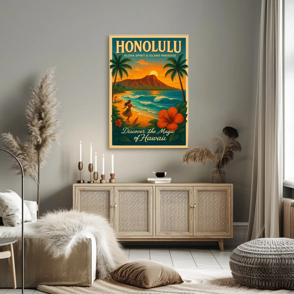 Hawaiian Paradise Vintage Travel Poster Discover Adventure