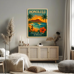 Hawaiian Paradise Vintage Travel Poster Discover Adventure