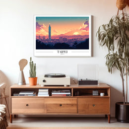 Taipei Skyline Sunset: Urban or Cityscape Poster