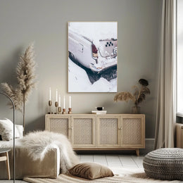 Vintage Car In Snow Vintage Poster