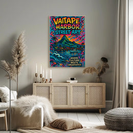 Vaitape Harbor Street Art Poster Vibrant Travel Print
