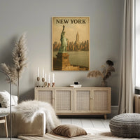 New York Skyline And The Statue Of Poster