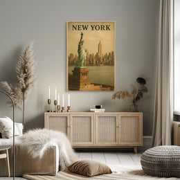 New York Skyline And The Statue Of Poster