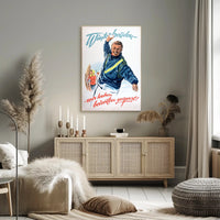 Cheerful Winter Scene Vintage Propaganda Poster PosterGoat