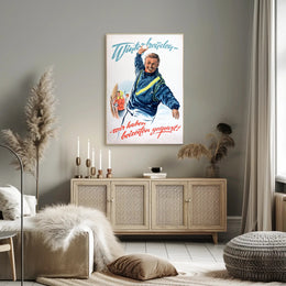 Cheerful Winter Scene Vintage Propaganda Poster PosterGoat