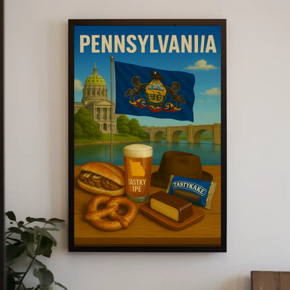 Pennsylvania Pretzel TastyKake Capitol Sandwich Travel Poster