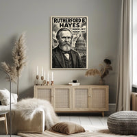 Rutherford B. Hayes 19th President of the United States B & W Comic Sketch Poster