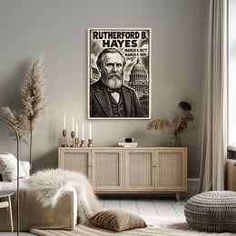 Rutherford B. Hayes 19th President of the United States B & W Comic Sketch Poster