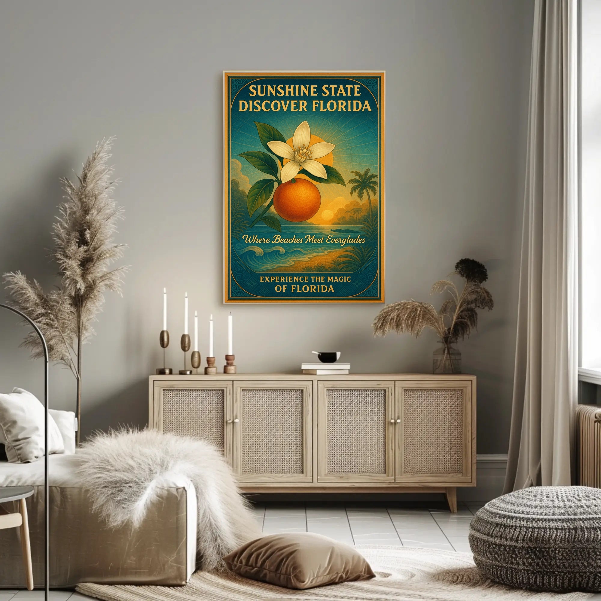 Florida Sunshine State Travel Poster Vintage Print