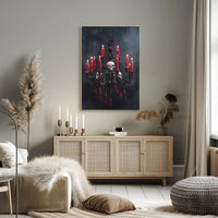 Gothic Chandelier With Skulls Poster