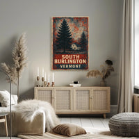 Cozy Vintage Vermont Rustic Folk Art Poster