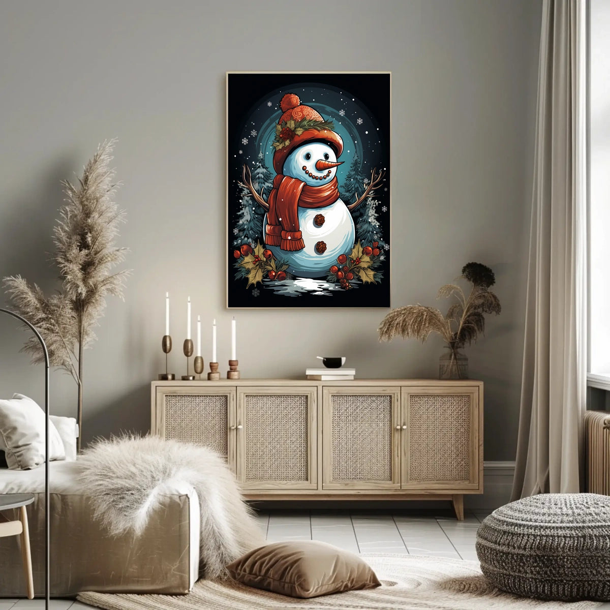 Festive Snowman In Winter Wonderland Poster
