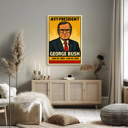 George H. W. Bush 41st President of the United States Inked Comic Style Poster