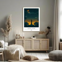 Statue of Liberty Twilight Silhouette Art Poster
