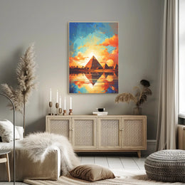 Sunset Over The Pyramids Poster