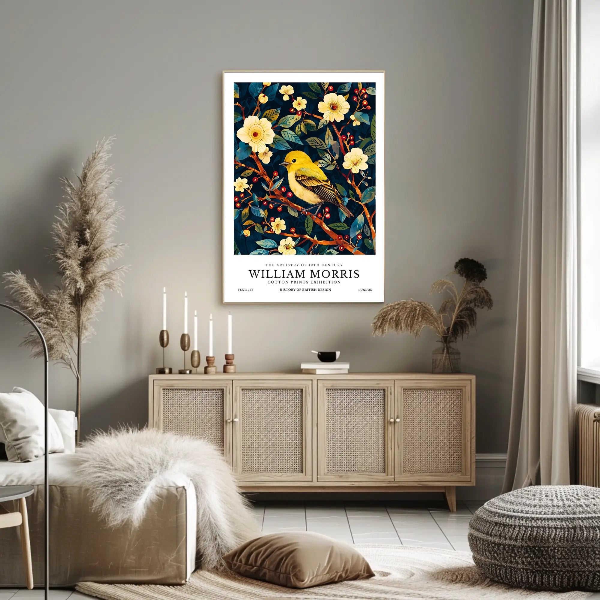 William Morris Vintage Bird Illustration Cultural or Heritage Poster