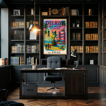 Delray Beach Hotel Lighthouse Fish Palms Vintage Travel Poster Wall Art