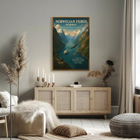 Norwegian Fjords Vintage Travel Poster Print