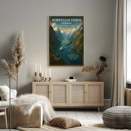 Norwegian Fjords Vintage Travel Poster Print