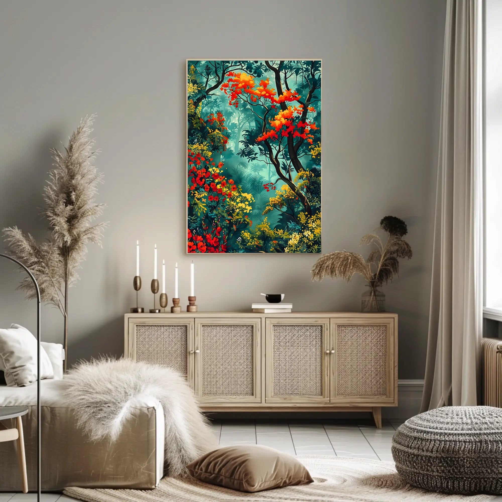 Vibrant Forest Scene William Morris Art Poster
