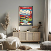 Vermont Autumn Scene Vintage Travel Poster