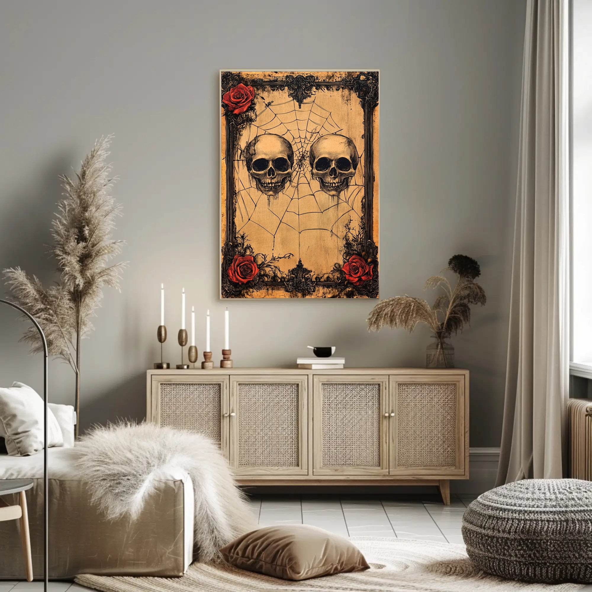 Gothic Skulls And Roses Poster