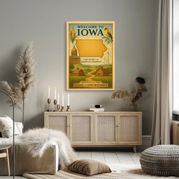 Iowa Heart of the Midwest Vintage Travel Poster