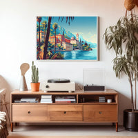 Mediterranean Coastal Escape: Vintage Travel Poster Art