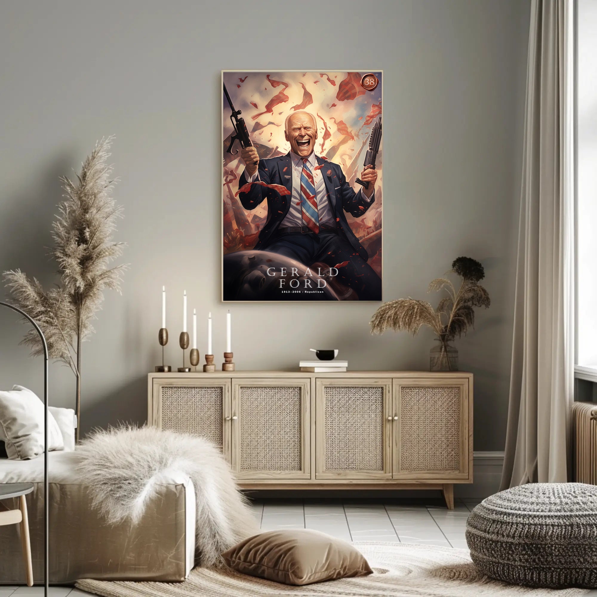 Gerlald Ford Funny Presidential Cartoon Poster