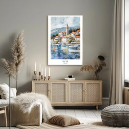 Picturesque Coastal Town in Hvar Travel Poster PosterGoat