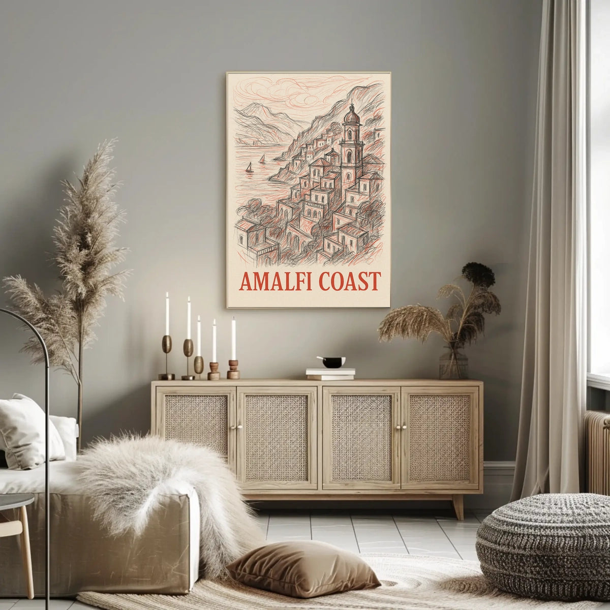 Amalfi Coast Poster Wall Art 18x24 Coastal Decor Coastal View