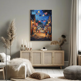small town American street during 4th of July Poster