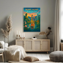 HONG KONG Cultural Fusion Vintage Art Poster