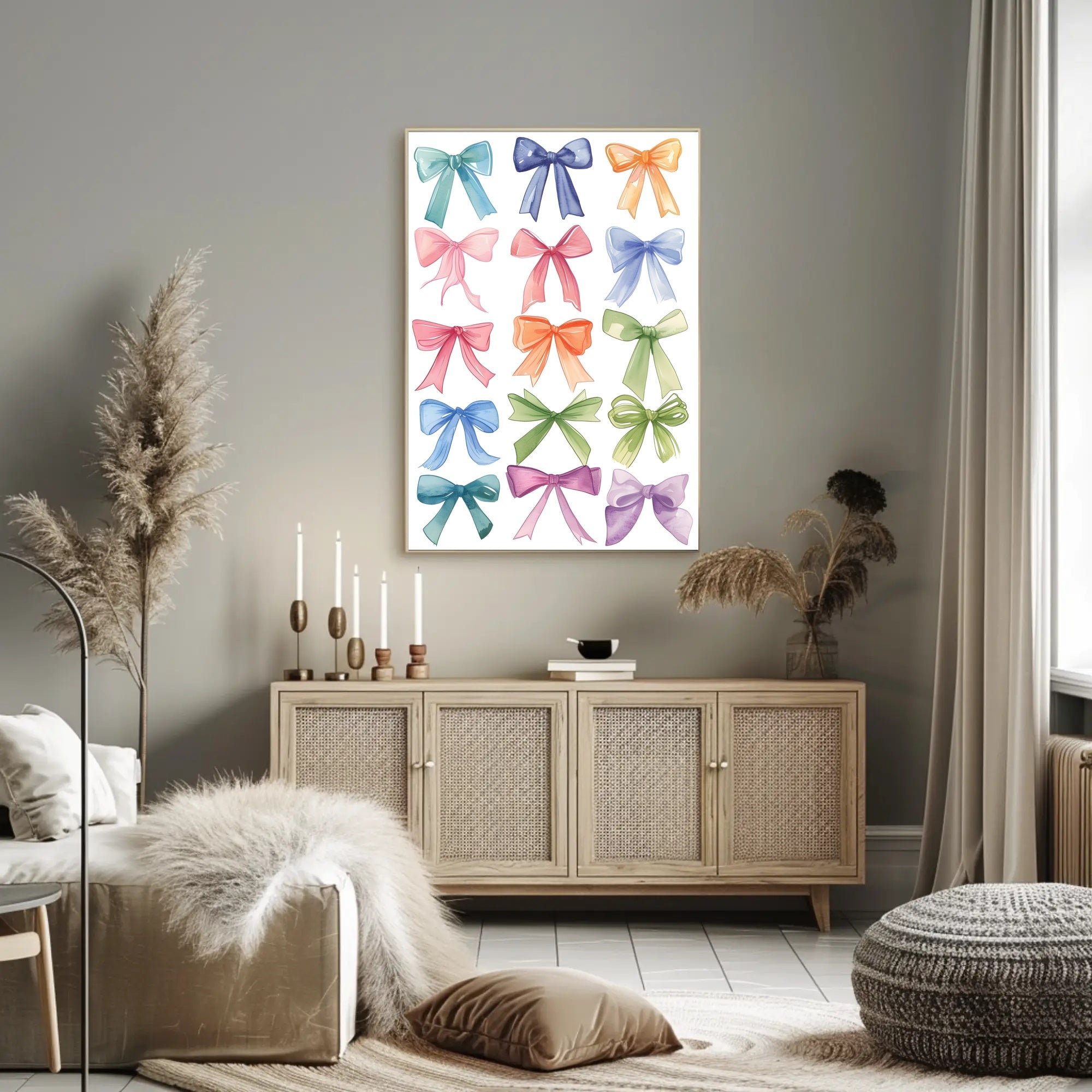 Watercolor Bow Collection Art Poster PosterGoat