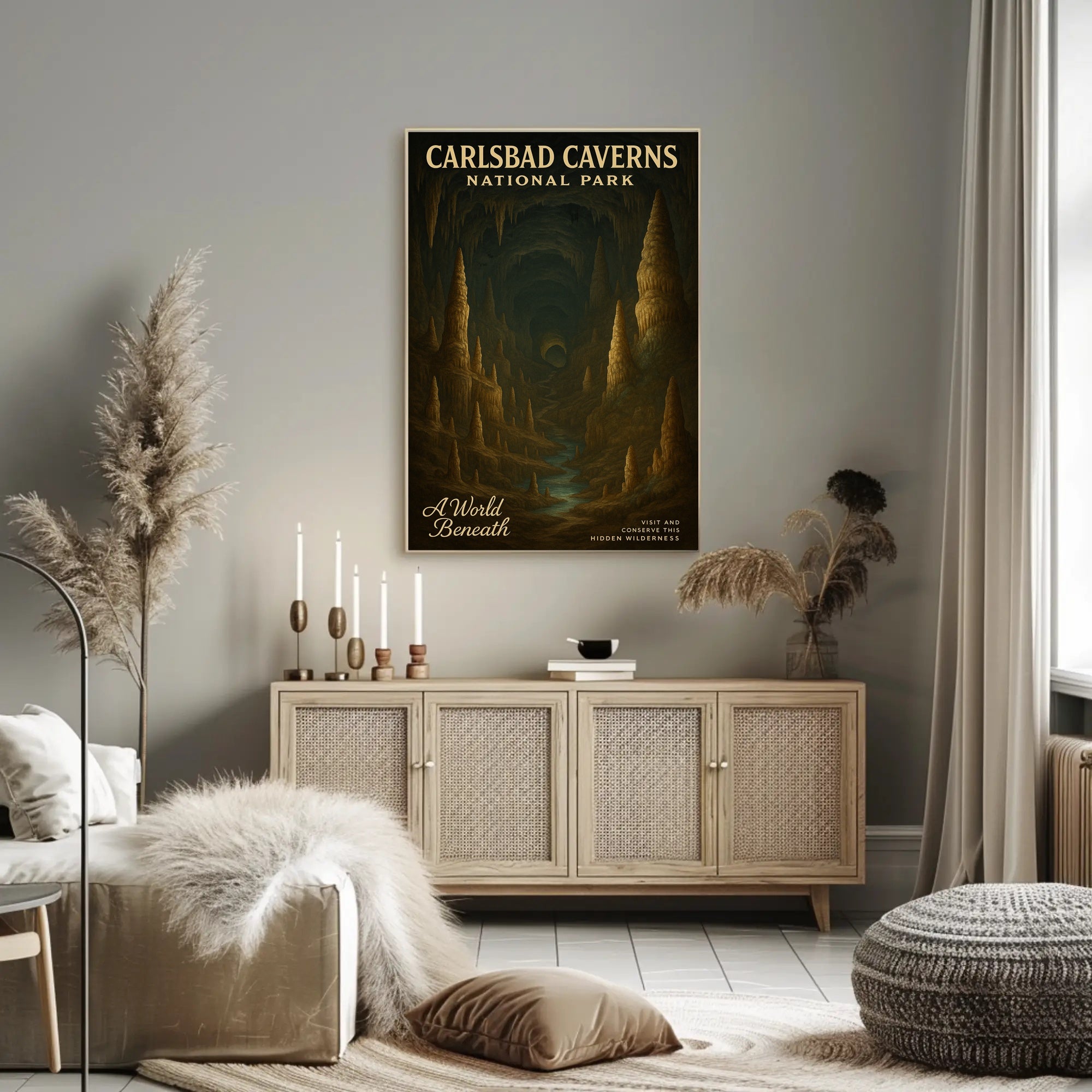 Carlsbad Caverns Vintage National Park Travel Poster