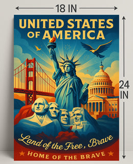 United States of America Land of the Free Poster PosterGoat
