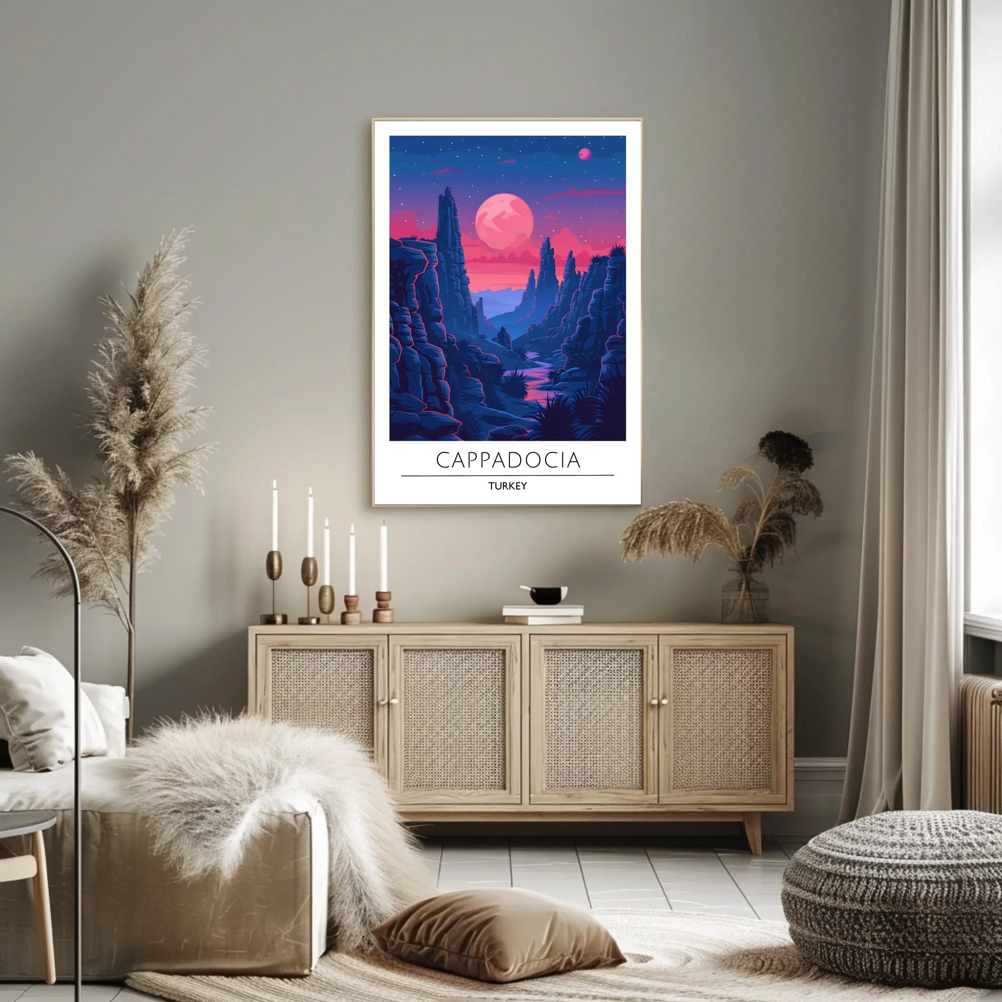 Cappadocia Nightscape Adventure Travel Poster