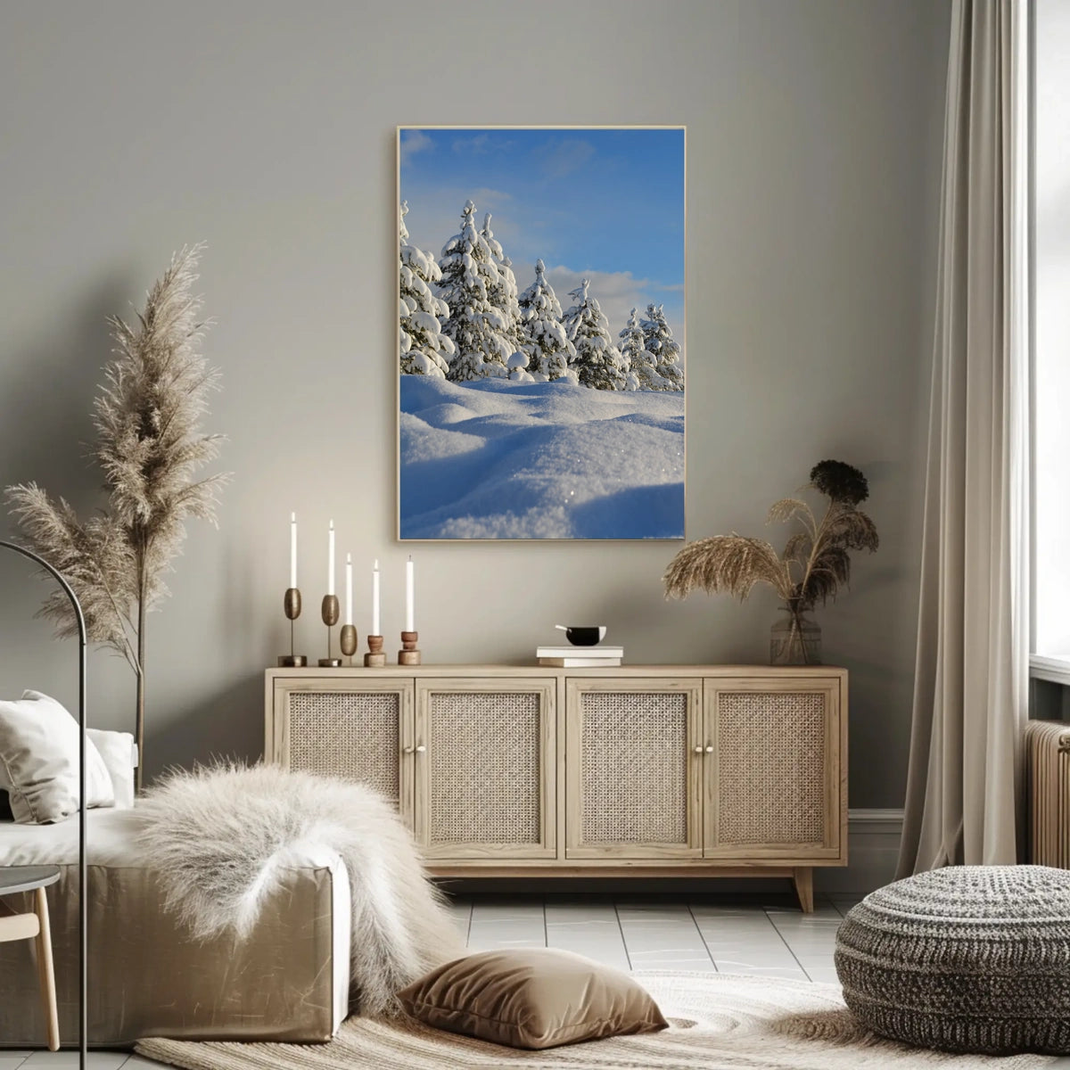 Serene Winter Landscape with Evergreen Trees National Park Poster