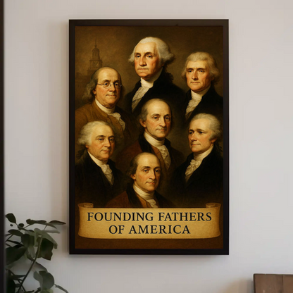 Founding Fathers Portrait Historic America Travel Poster
