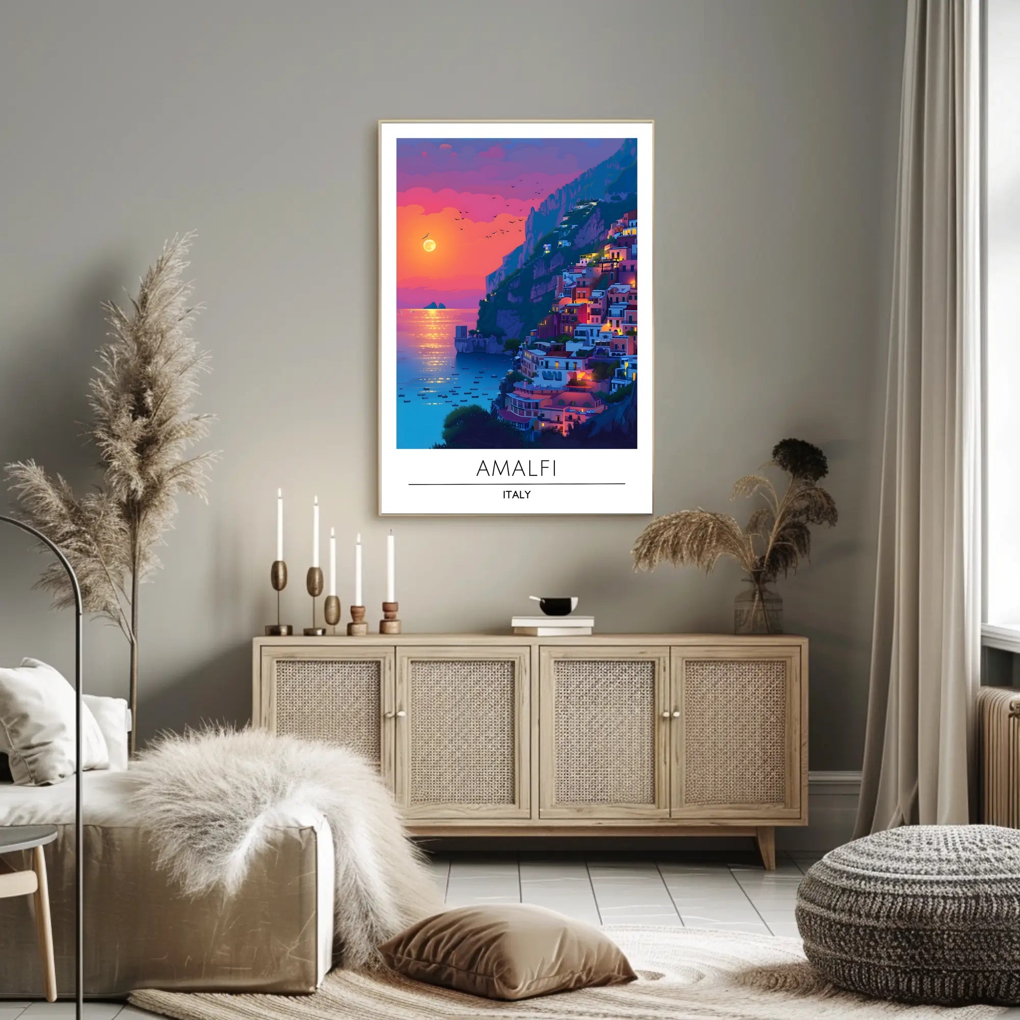 Amalfi Coast Sunset: Dreamy Travel Poster