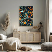 Lush Autumn Botanical Scene with Modern Artistic Poster