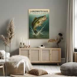 Largemouth Bass Leaping Out Of The Poster